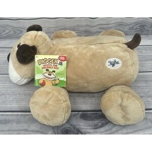 VINTAGE STUFFIES DIGGER THE DOG STUFFED ANIMAL PILLOW & BOOK-HIDDEN POCKETS -NEW